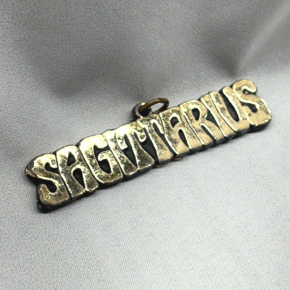 Vintage Sagittarius Pendant OS Gold Good 70s Zodiac Astrology Costume Charm